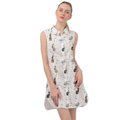 Cute Rabbit Sleeveless Shirt Dress by SychEva