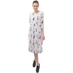 Cute Rabbit Ruffle End Midi Chiffon Dress by SychEva