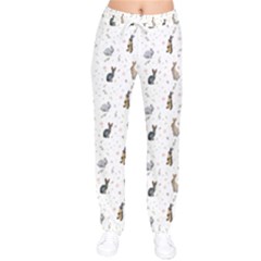 Cute Rabbit Women Velvet Drawstring Pants