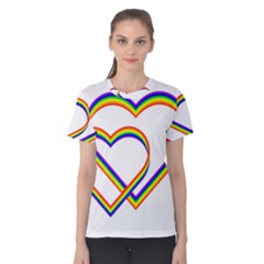 Rainbow Hearts Women s Cotton Tee