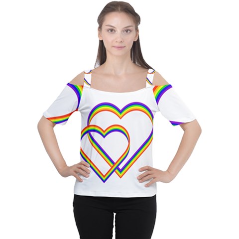 Rainbow Hearts Cutout Shoulder Tee by UniqueThings