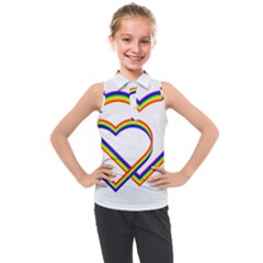 Rainbow Hearts Kids  Sleeveless Polo Tee