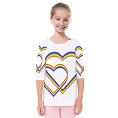 Rainbow Hearts Kids  Quarter Sleeve Raglan Tee