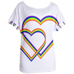 Rainbow Hearts Women s Oversized Tee