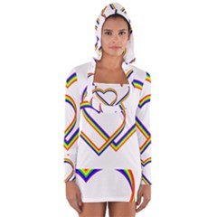 Rainbow Hearts Long Sleeve Hooded T-shirt