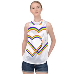 Rainbow Hearts High Neck Satin Top