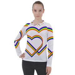 Rainbow Hearts Women s Pique Long Sleeve Tee