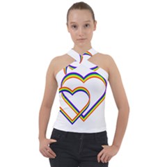 Rainbow Hearts Cross Neck Velour Top by UniqueThings