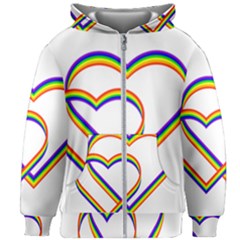 Rainbow Hearts Kids  Zipper Hoodie Without Drawstring