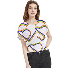 Rainbow Hearts Butterfly Chiffon Blouse