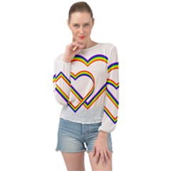 Rainbow Hearts Banded Bottom Chiffon Top