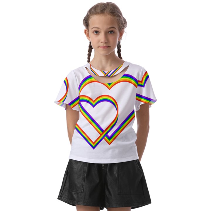 Rainbow Hearts Kids  Front Cut Tee