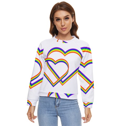 Rainbow Hearts Women s Long Sleeve Raglan Tee by UniqueThings