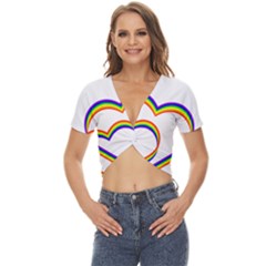 Rainbow Hearts Twist Front Crop Top