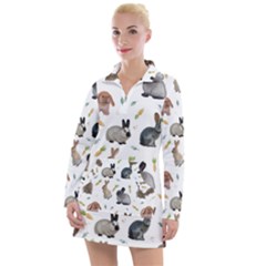 Cute Bunny Women s Long Sleeve Casual Dress by SychEva