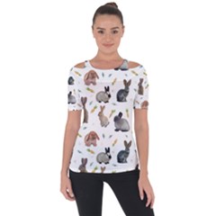 Cute Bunny Shoulder Cut Out Short Sleeve Top by SychEva