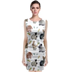 Cute Bunny Sleeveless Velvet Midi Dress by SychEva