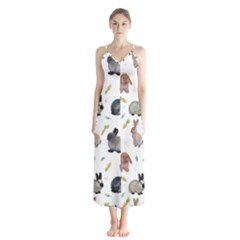 Cute Bunny Button Up Chiffon Maxi Dress by SychEva