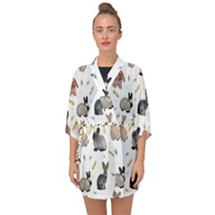 Cute Bunny Half Sleeve Chiffon Kimono by SychEva