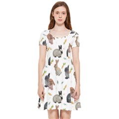 Cute Bunny Inside Out Cap Sleeve Dress by SychEva