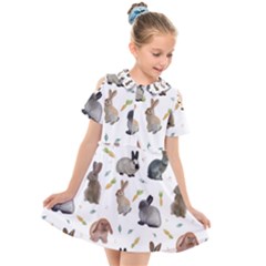 Cute Bunny Kids  Short Sleeve Shirt Dress by SychEva