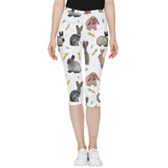 Cute Bunny Inside Out Lightweight Velour Capri Leggings  by SychEva