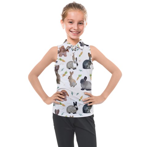 Cute Bunny Kids  Sleeveless Polo Tee by SychEva