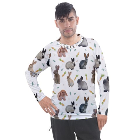 Cute Bunny Men s Pique Long Sleeve Tee by SychEva