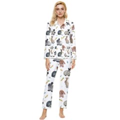 Cute Bunny Womens  Long Sleeve Velvet Pocket Pajamas Set by SychEva