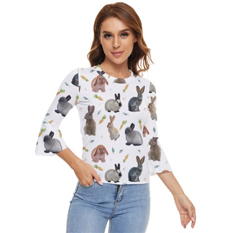 Cute Bunny Bell Sleeve Top by SychEva