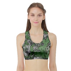 Modern Camo Grunge Print Sports Bra With Border by dflcprintsclothing