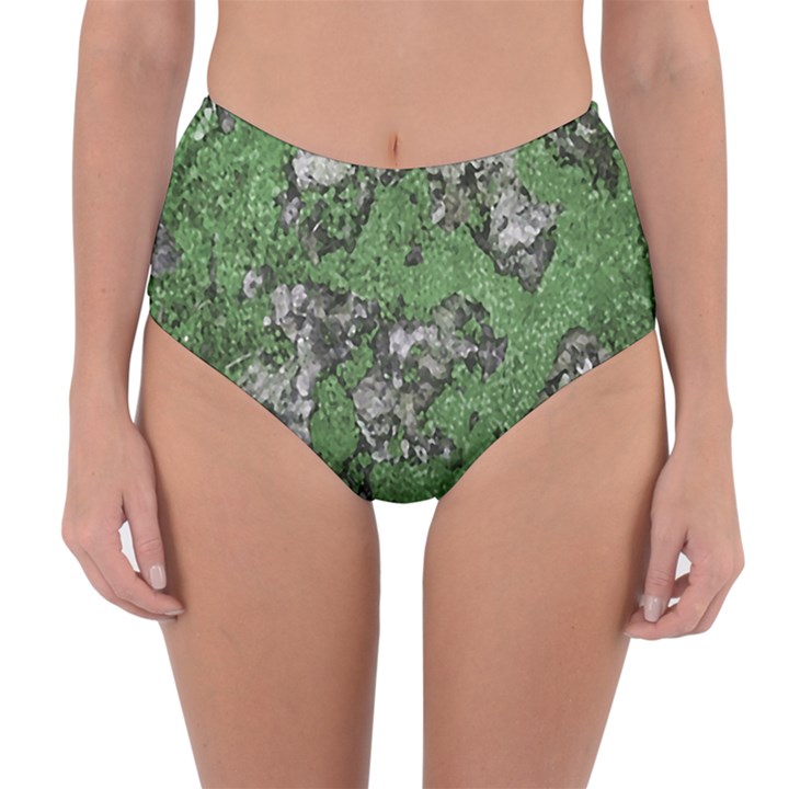 Modern Camo Grunge Print Reversible High-Waist Bikini Bottoms