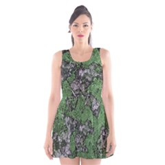 Modern Camo Grunge Print Scoop Neck Skater Dress