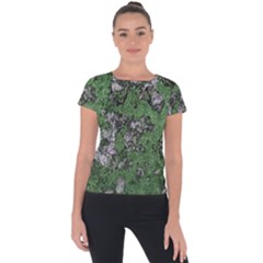 Modern Camo Grunge Print Short Sleeve Sports Top  by dflcprintsclothing