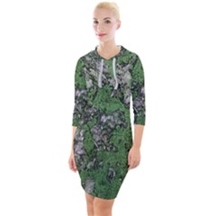 Modern Camo Grunge Print Quarter Sleeve Hood Bodycon Dress by dflcprintsclothing