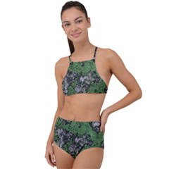 Modern Camo Grunge Print High Waist Tankini Set by dflcprintsclothing