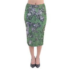 Modern Camo Grunge Print Velvet Midi Pencil Skirt by dflcprintsclothing