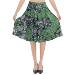 Modern Camo Grunge Print Flared Midi Skirt by dflcprintsclothing