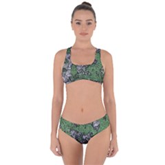 Modern Camo Grunge Print Criss Cross Bikini Set