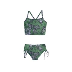 Modern Camo Grunge Print Girls  Tankini Swimsuit