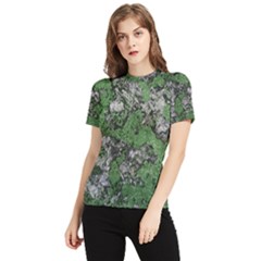 Modern Camo Grunge Print Women s Short Sleeve Rash Guard by dflcprintsclothing