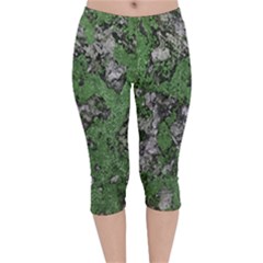 Modern Camo Grunge Print Velvet Capri Leggings  by dflcprintsclothing