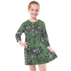 Modern Camo Grunge Print Kids  Quarter Sleeve Shirt Dress by dflcprintsclothing