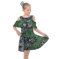 Modern Camo Grunge Print Kids  Shoulder Cutout Chiffon Dress by dflcprintsclothing