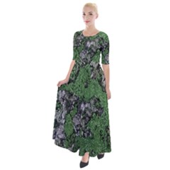 Modern Camo Grunge Print Half Sleeves Maxi Dress by dflcprintsclothing