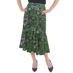 Modern Camo Grunge Print Midi Mermaid Skirt by dflcprintsclothing