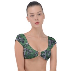 Modern Camo Grunge Print Cap Sleeve Ring Bikini Top by dflcprintsclothing