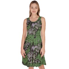 Modern Camo Grunge Print Knee Length Skater Dress With Pockets