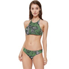 Modern Camo Grunge Print Banded Triangle Bikini Set