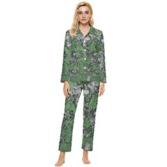 Modern Camo Grunge Print Womens  Long Sleeve Velvet Pocket Pajamas Set